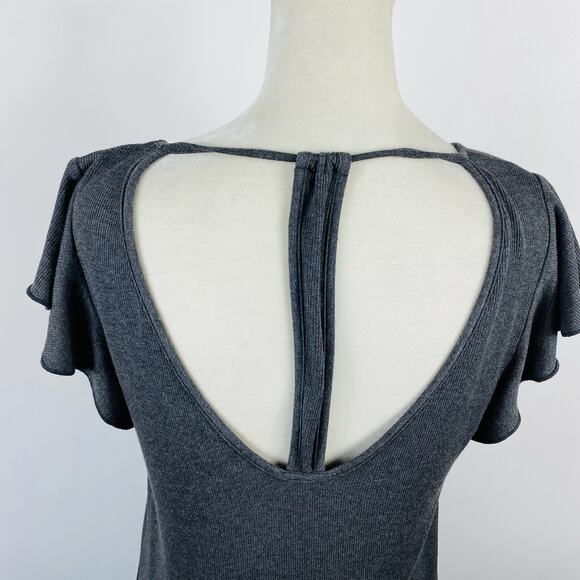 JJ Winks Size Large Sweet Dreams Ribbed Flutter Sleeve Lounge Top Gray - Picture 3 of 7